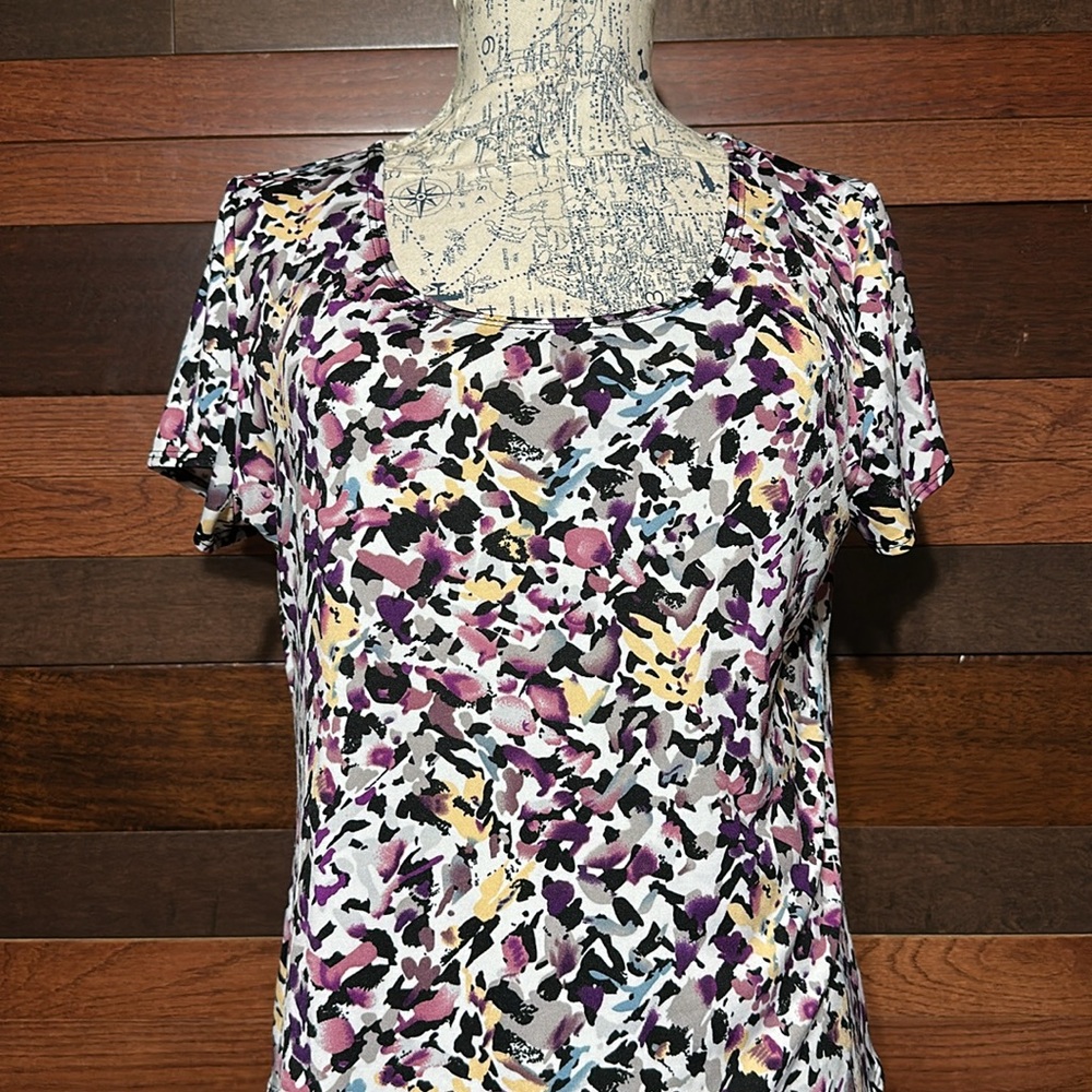 Elementz Purple and Yellow Abstract Print Blouse - Picture 4 of 10